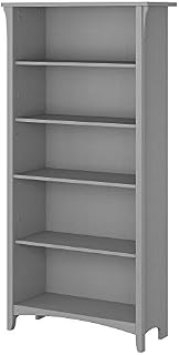 Bush Furniture Salinas 5 Shelf Bookcase in Cape Cod Gray