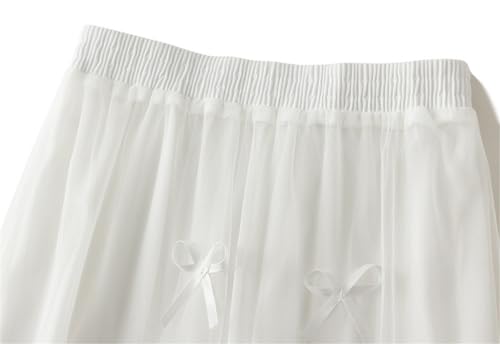 Women's Pleated Tulle Skirt High Waist 3 Layers Tutu Skirt Cute Flowy A-Line Party Skirt3