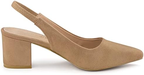 Allegra K Women's Pointed Toe Block Heel Pumps Nude Slingback Heels - 7.5 M US | Image 5
