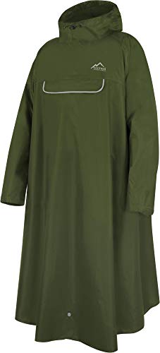 normani Unisex Regenponcho EXTRA Lang mit Ärmeln und Brusttasche für Damen und Herren - Brusttasche und 3M™ Scotchlite™ Reflektor - 100% Winddicht - 100% Wasserdicht Farbe Olive Größe XXL/3XL