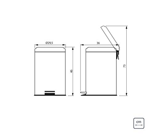 Image of Tramontina 20 Litre Kitchen Indoor Outdoor Rubbish and Waste Bin with Pedal, Metal Stainless Steel, 29.5 cm Diameter x 46 cm Height, 94538120