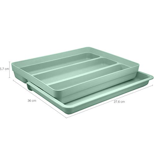 Organizador Suporte Extensível Porta Talheres Cozinha Gaveta Logic Verde