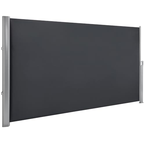 MCombo 78' x 138' Aluminium Patio Retractable Side Awning, Fully Assembled Waterproof Sunshade Privacy Screen for Garden, Balcony and Pools (Dark Grey, 78'x138')