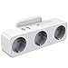 AXIULOO Ladron Enchufes Pared, 5 en 1 Mútiple USB con 3 Enchufe Schuko y 2 Puertos USB, Móviles Enchufes Triple Compatible con Oficina/Cocina/Hogar