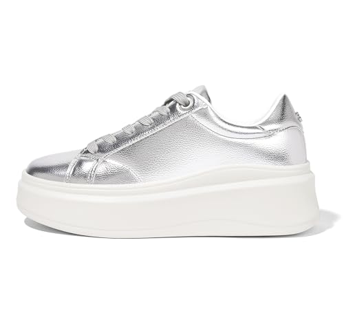 LUCKY STEP Baskets Femme à Plateforme – Sneakers Mode, Baskets Basses Casual Confortables pour Usage Quotidien (Argent, 8.5US-39EU-6UK)