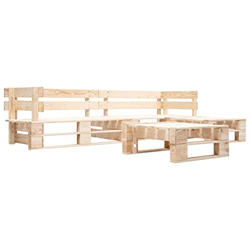 Xichuzi Set de Muebles de palés para jardín 4 Piezas Madera Natural, Conjunto Jardin Exterior, Muebles Jardin Exterior, Conjunto Terraza, Terraza Exterior Chill out, Garden Furniture 277490