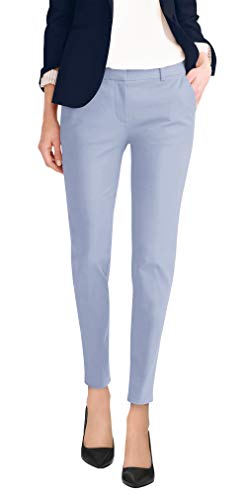 Image of Hybrid & Company Womens Premium Stretch All Day Comfort Flat Front Trousers Chino Pants PW31201T POWBLU 1