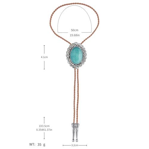 Image of Jeilwiy Bolo Tie for Men Real Stone Westwern Cowboy Ties Silver Bolos Women Leather Necktie Gift for Birthday Christmas