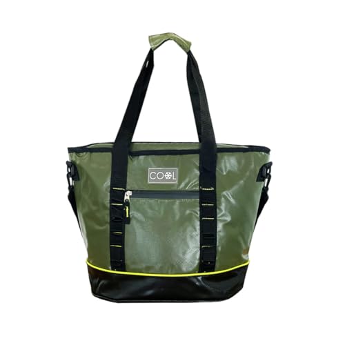 Acomoda Textil – Bolsa Térmica Impermeable Porta Alimentos y Refrescos Ideal para Picnic, Viaje, Playa y Actividades Aire Libre. Nevera Portátil Resistente de Gran Capacidad. (Verde, 26L 51x24x34 cm)