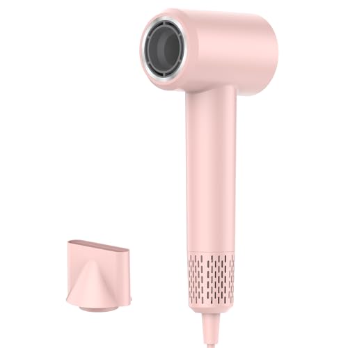 LKV Secador de cabelo profissional, leve e potente secador de cabelo iónico, ruído baixo de cabelo de 57 DB, 200 milhões de iões negativos protegem o cabelo, rosa