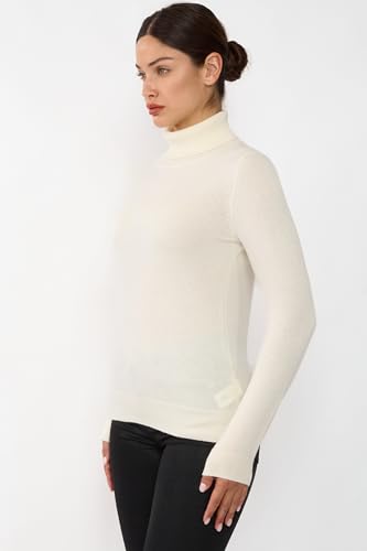 Image of JENNIE LIU Women's 100% Pure Cashmere Long Sleeve Pullover Turtleneck Sweater