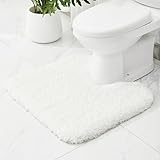 Picture of Ruggnovea Toilet Rugs U-Shaped Mat 24x22, Contour Bathroom Mat - Ultra Soft & Absorbent Microfiber, Quick-Dry, Machine Washable with High Density Foam Latex Non Slip Backing, White
