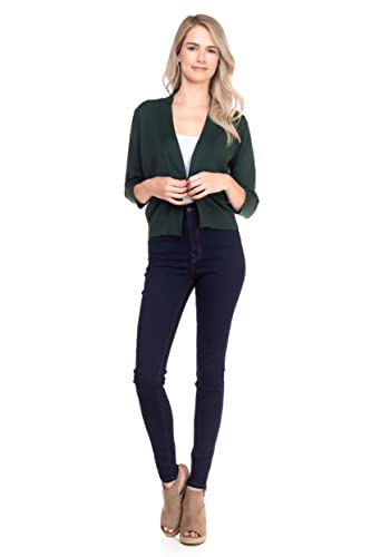ShezPretty Women's Bolero 3/4 Sleeve Cropped Open Front Short Shrugs Cardigans Sweaters Jackets4