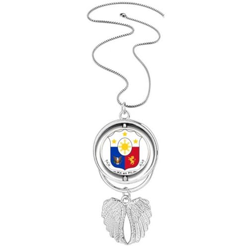 Collier emblème national des Philippines anti-ternissement pendentif ailes d'ange solides