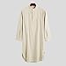 Muslim Long Shirts for Men Casual Spring Summer Curved Hem Button Down Thobe Solid Long Tunic Shirts Ramadan Kaftan