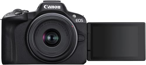 Image of Canon EOS R50 Mirrorless Vlogging Camera (Black) w /RF-S18-45mm F4.5-6.3 is STM Lens (Renewed) (Camera w /RF-S18-45mm Lens + Sunshine Pro Bundle)