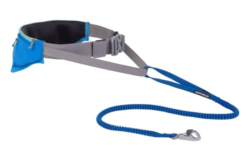 RUFFWEAR Trail Runner Gürtel, bequemer freihändiger Hüftgurt für On-Leash Running mit Ihrem Hund, verhedderungsfreier, robuster Hüftgurt mit Taschen, Blau, Small/Medium