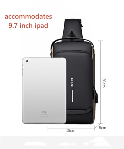 Crossbody Anti-Theft Sling Bag for Men Women,Casual Shoulder Backpack Waterproof Chest Daypack with USB Charging Hole (Black)2