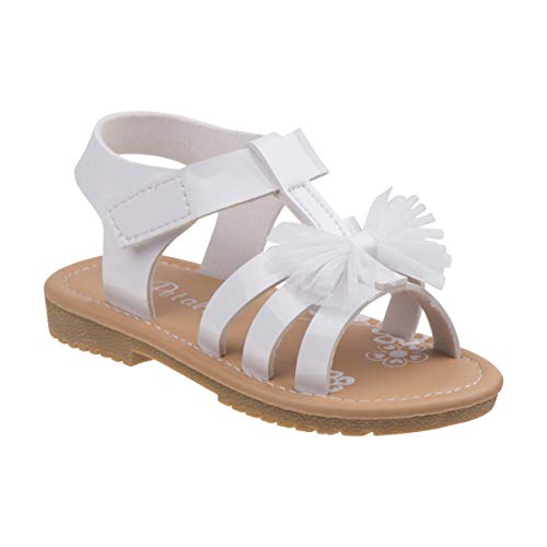 Josmo Girls Salma Flat Sandal, White, 6 Toddler