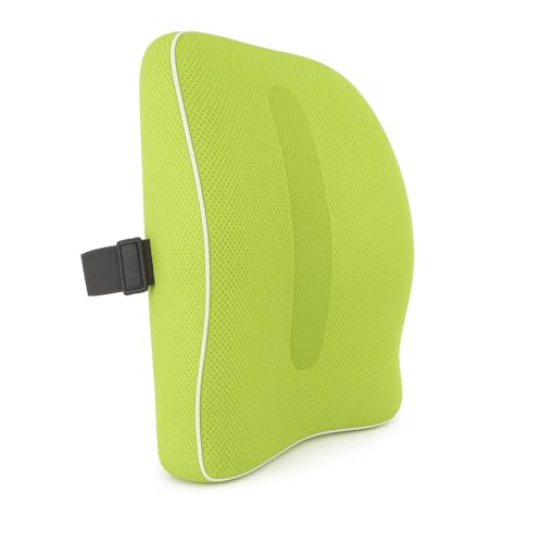 Image of Grin Health Back Support for Office Chair, Memory Foam Orthopedic Back Rest Cushion for Car, Back Pain Relief, Ideal Cushion for Spine Alignment and Posture Correction, Green