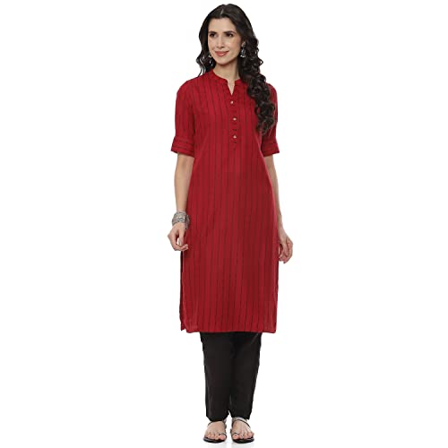 Image of Rangriti Off White Art Silk Straight Kurta for Women