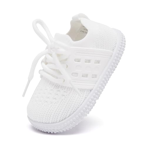 Image of BMCiTYBM Baby First Walking Shoes Boys Girls Infant Sneakers Breathable 6 9 12 18 24 Months White Size 6-12 Months Infant
