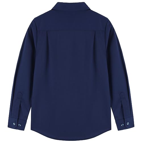 DILBYKE Boys’ Long Sleeve Dress Shirt Solid Button Down Uniform Uniform Woven Shirts2