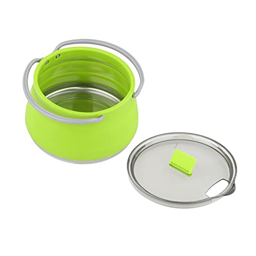 Milageto 折りたたみ式シリコンアウトドアキャンプクックポットポータブル折りたたみ式ティーケトルアウトドアキャンプトラベルケトル折りたたみ式 - 緑