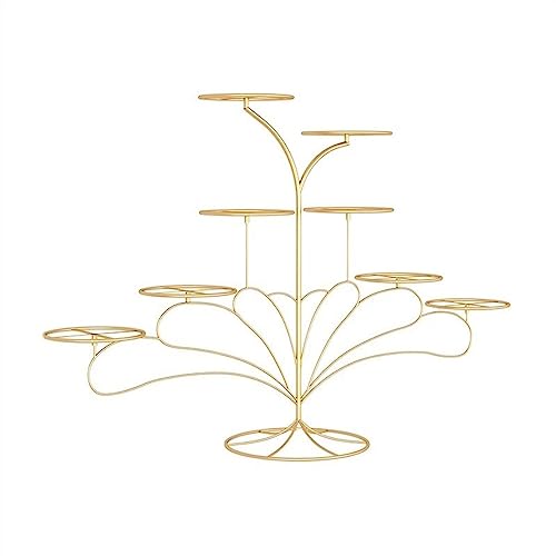 CFY652 Soporte Tarta Expositor de postres de Ocho Capas Estilo Europeo for decoración de Bodas y Fiestas. Cake Stand(Gold)