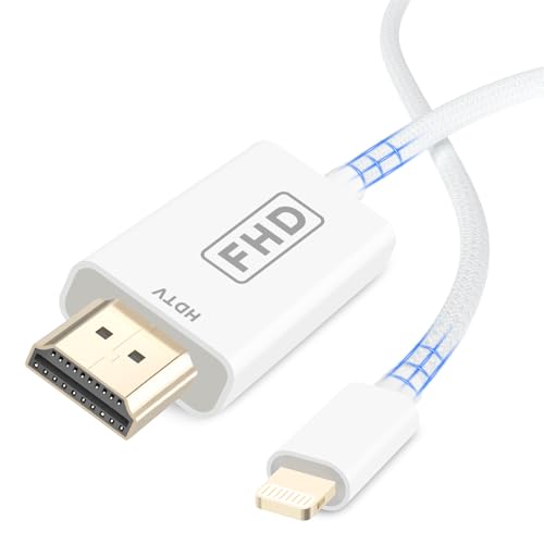 Zestiq Câble Lightning vers HDMI 2M, Câble HDMI pour iPhone vers TV, Adaptateur Lightning vers AV Numérique 1080p Compatible avec iPhone 14/13/12/11 Pro Max...