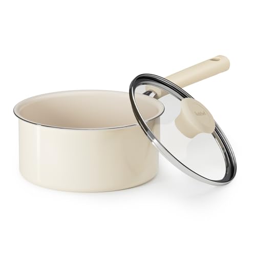 Redchef Ceramic Nonstick Saucepan with Lid, 2.5QT Small Cooking Pot,