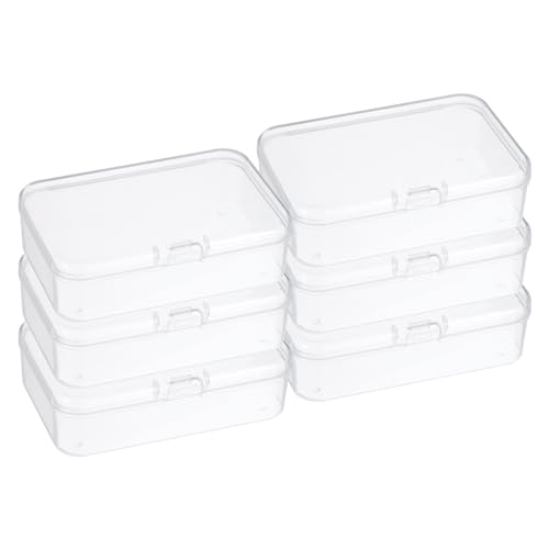 PATIKIL Caja de Almacenamiento Transparente de 8.5x5.5x2.5 con Tapa Abatible Paquete de 6 Contenedores Apilables de Plástico Rectangular