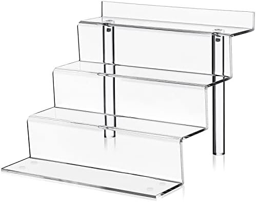 Clear Acrylic Display Riser Shelf for Funko Pops & Toys Figures, Champagne Wall, Cupcake Stand for Shot Glasses, Perfume & Cologne Organizer Holder, Crystals Collectibles Decoration on Tabletop 9 in