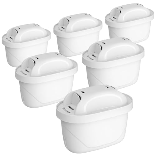 Cartucho Filtrante de Agua, Juego de Cartuchos Filtro Agua Compatible Con Brita Maxtra+, Maxtra Plus, Maxtra Pro, Mavea, Anna Duomax para Agua de Sabor Puro Filtra PFAS Cloro Cal Metales, 6 Piezas
