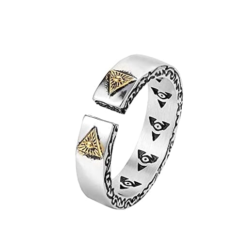 XLTFZY Uniquent Vintage Män Ringar Kvinnor Allt Se Synar Ring Män Eye Pyramid Triangle Solid Retro Ancient Symbol Style Amulet/10