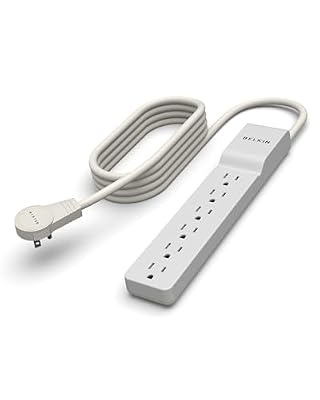 Belkin 6-Outlet Surge Protector Power Strip, 6ft Cord, 360° Rotating Plug - 1080 Joules Protection
