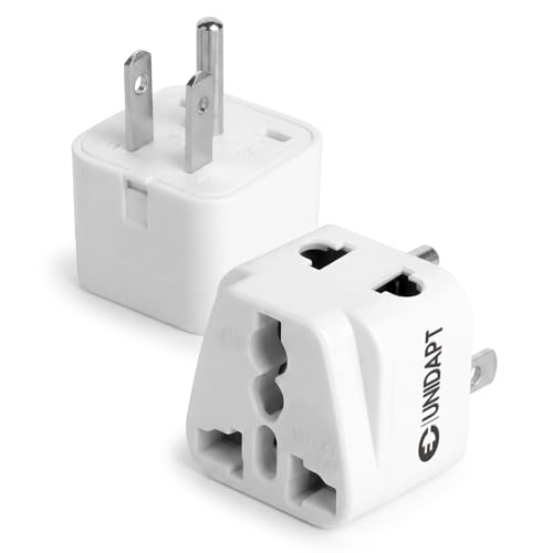 Unidapt India to US Plug Adapter 2 Pack UK to US Travel Plug Converter