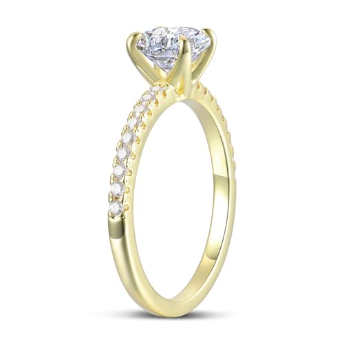 14K Gold 1.0 CT 4-Prong Round Brilliant Cut Engagement Ring Moissanite Ring for Women4