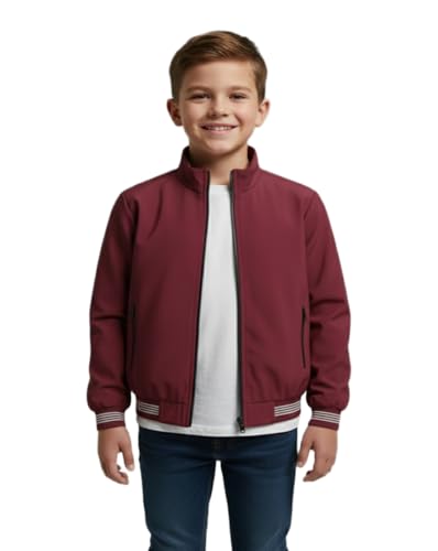 Image of Boys Trendy Maroon Jacket | Soft Fabric Zip Closure Jacket