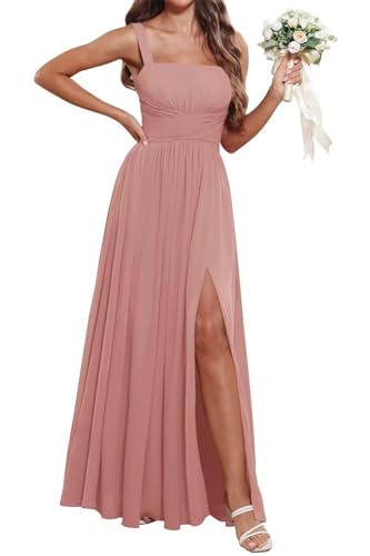 Robe de mariage en mousseline rose plissée pour demoiselle d'honneur