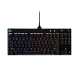 Logitech G PRO TKL mechanische Gaming-Tastatur, GX-Blue Clicky Switches, LIGHTSYNC RGB, Design ohne Nummernblock für Esport Gaming, Abnehmbares Mikro-USB-Kabel, US QWERTY-Layout - Schwarz