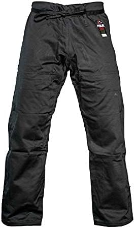 FUJI Sports Brazilian Jiu-Jitsu Gi Pants – Adult BJJ Pants, Flat Drawstring, Reinforced Cotton, for Training & Competition, Black, Size, A0
