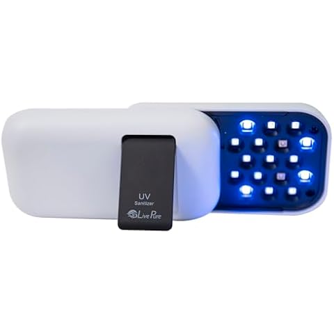 LivePure Handheld UV Light Sanitizer. Portable UV Light for Disinfecting Room, Kitchen, Car, Bathroom, Household Surfaces. White Cover