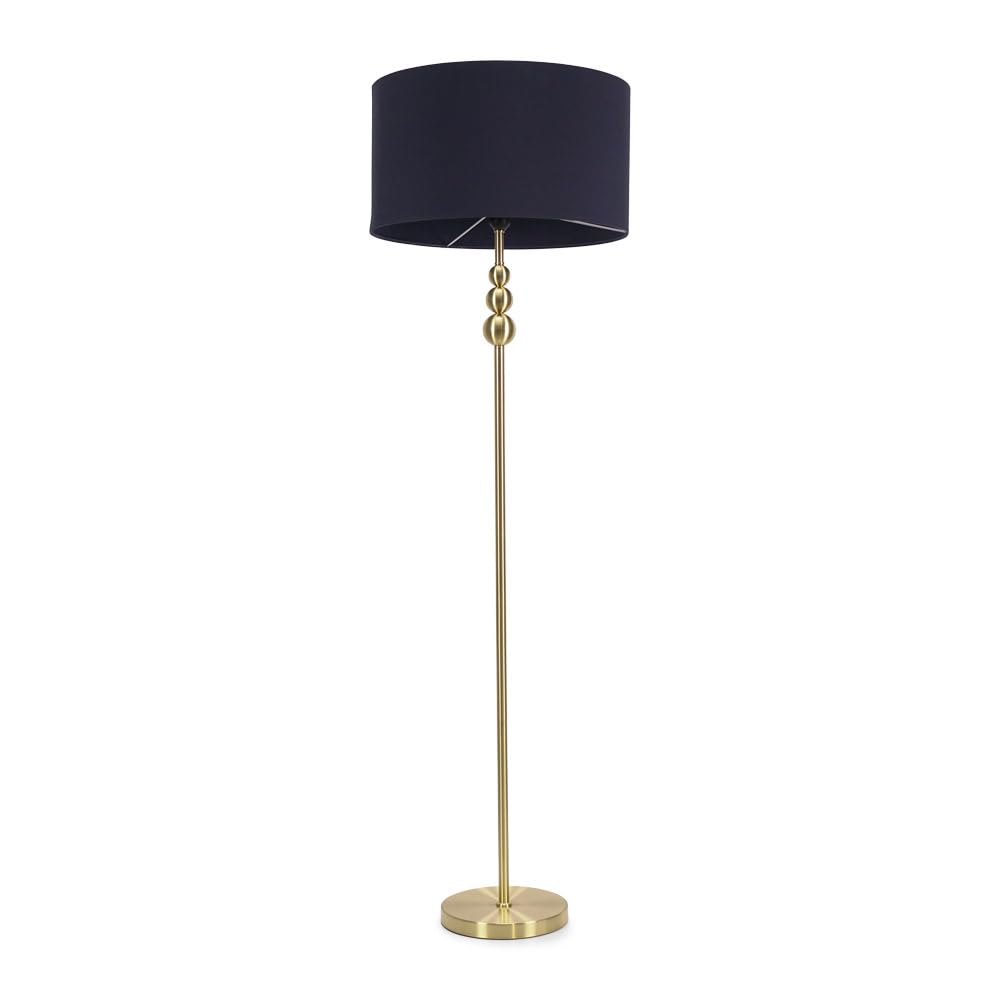 B&Q -  Marissa Gold Stacked Ball Floor Lamp With Navy Blue Drum Shade