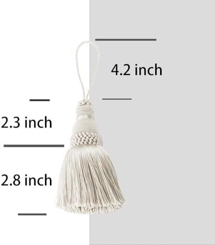 BEL AVENIR Tassel Key Tassel with Loops Handmade Craft Charms DIY Accessories Elegant Soft Making Curtain Home Decoration (Beige, 4 pcs)