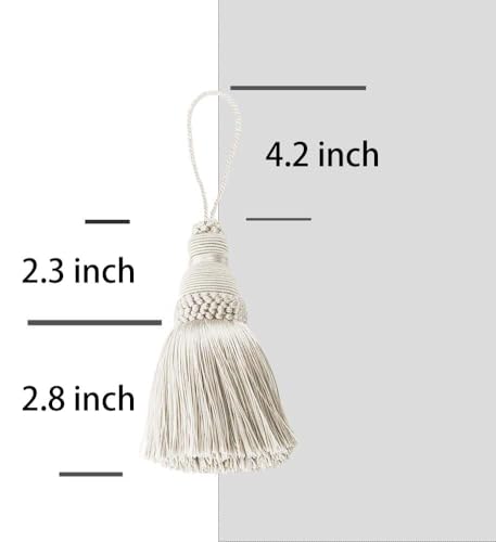 BEL AVENIR Tassel Key Tassel with Loops Handmade Craft Charms DIY Accessories Elegant Soft Making Curtain Home Decoration (Beige, 4 pcs)