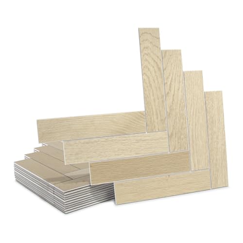 12-Pack Peel and Stick Floor Tile, 10.8" x 9.3" Herringbone SPC Self-Adhesive Luxury Vinyl Flooring, Wood-Look Groutable Backsplash Tile for Kitchen B
