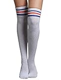 Sexyshine Women's Fashion Sexy Drilling Shiny Rhinestone Over Knee High Striped Knitted Stockings Socks 1 Pair(WH-LAN)