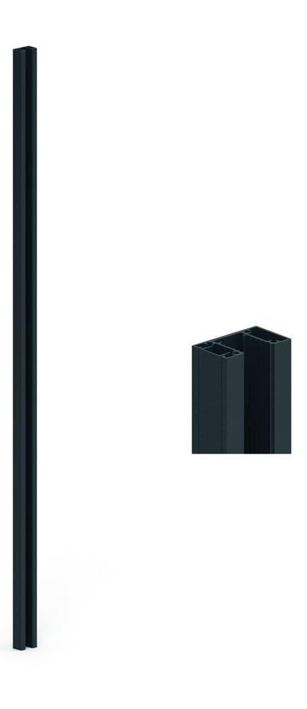 VERDELOOK | Palo Singolo Miami Antracite 50x30 H194 cm, Palo per Recinzione Modulare in Alluminio Verniciato a Polvere con Piastra di Fissaggio e Scanalatura per Doghe