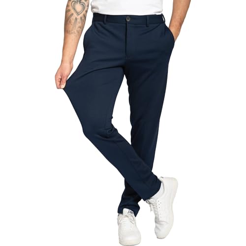 Performance Pants Herren Navy (Größe 34W/32L) - Stilvolle Herren Hosen Stretch - Chino Hose Stretch - Stilvolle Anzughose - Modische Praktische Männer Hosen für Business & Freizeit Performance Pants Herren Navy (Größe 34W/32L) - Stilvolle Herren Hosen Stretch - Chino Hose Stretch - Stilvolle Anzughose - Modische Praktische Männer Hosen für Business & Freizeit